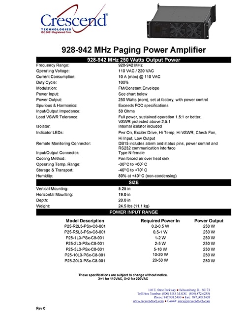 928-942 MHz Paging Power Amplifier