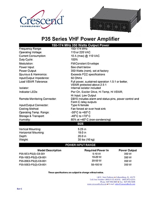 P35 Series VHF Power Amplifier