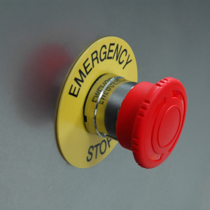 Emergency stop button for industrial equipment
